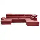 Bild 1 von Stylife Wohnlandschaft, Bordeaux, Textil, Leder, Kombination Echtleder/Lederlook, Rindleder, 6-Sitzer, U-Form, 334x212 cm, Goldenes M, Lederauswahl, Stoffauswahl, seitenverkehrt erhältlich, Wohnzimm