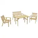 Bild 1 von Gardenson Gartenset, Natur, Holz, 4-teilig, Kiefer, massiv, Balkonmöbel, Balkonmöbel-Sets
