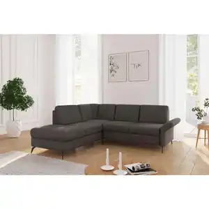 Sit & More Ecksofa Rochelle E, Graphit, Textil, 5,5-Sitzer, Ottomane links, L-Form, 240x216 cm, Goldenes M, Oeko-Tex® Standard 100, Made in Europe, DGM-Klimapakt, Schlafen auf Sitzhöhe, Rücken ech