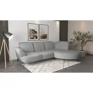 Sit & More Ecksofa Dance E, Grau, Textil, 5-Sitzer, Ottomane rechts, L-Form, 313x208 cm, Goldenes M, Oeko-Tex® Standard 100, Made in Europe, DGM-Klimapakt, Rücken echt, Armteil links, Wohnzimmer, S
