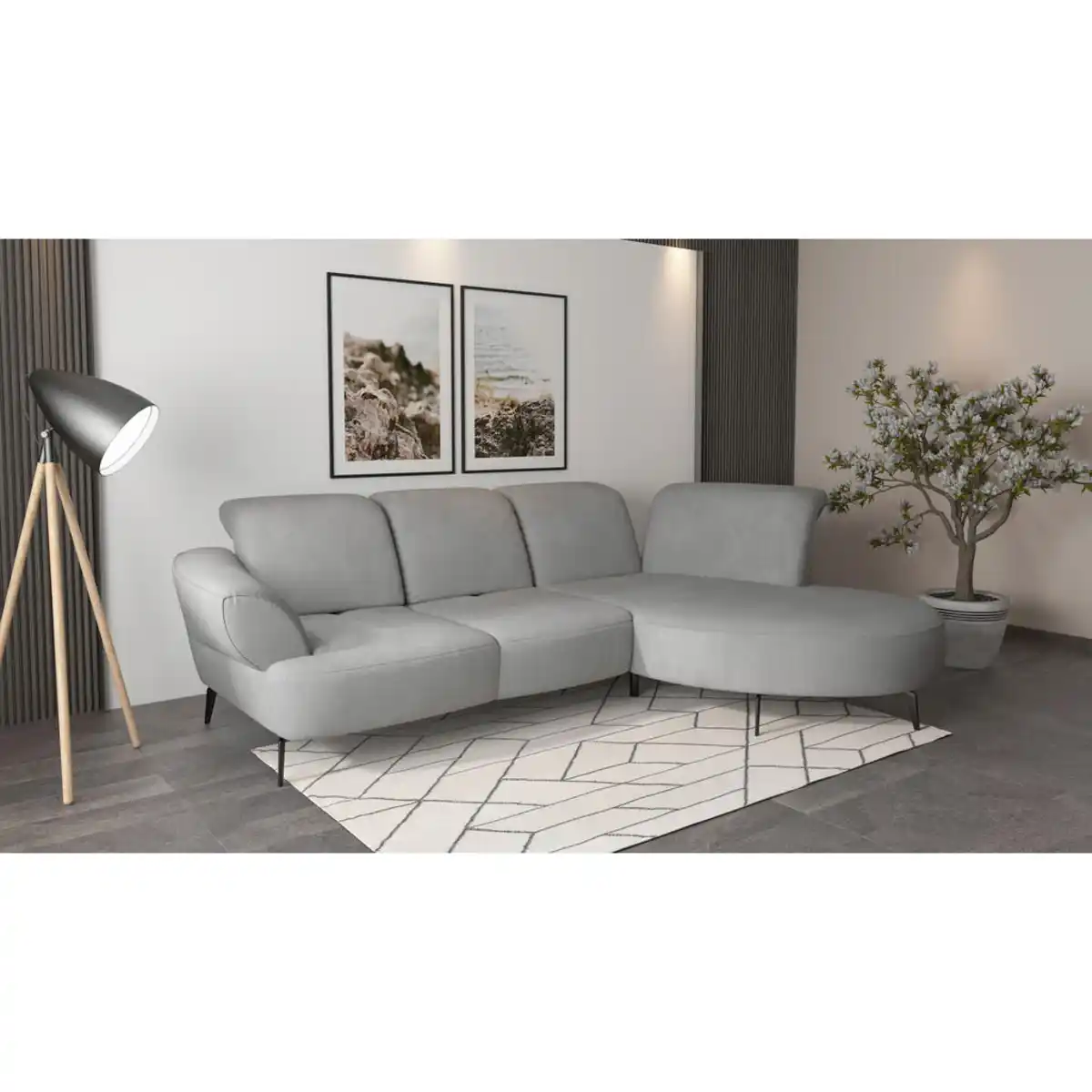 Bild 1 von Sit & More Ecksofa Dance E, Grau, Textil, 5-Sitzer, Ottomane rechts, L-Form, 313x208 cm, Goldenes M, Oeko-Tex® Standard 100, Made in Europe, DGM-Klimapakt, Rücken echt, Armteil links, Wohnzimmer, S