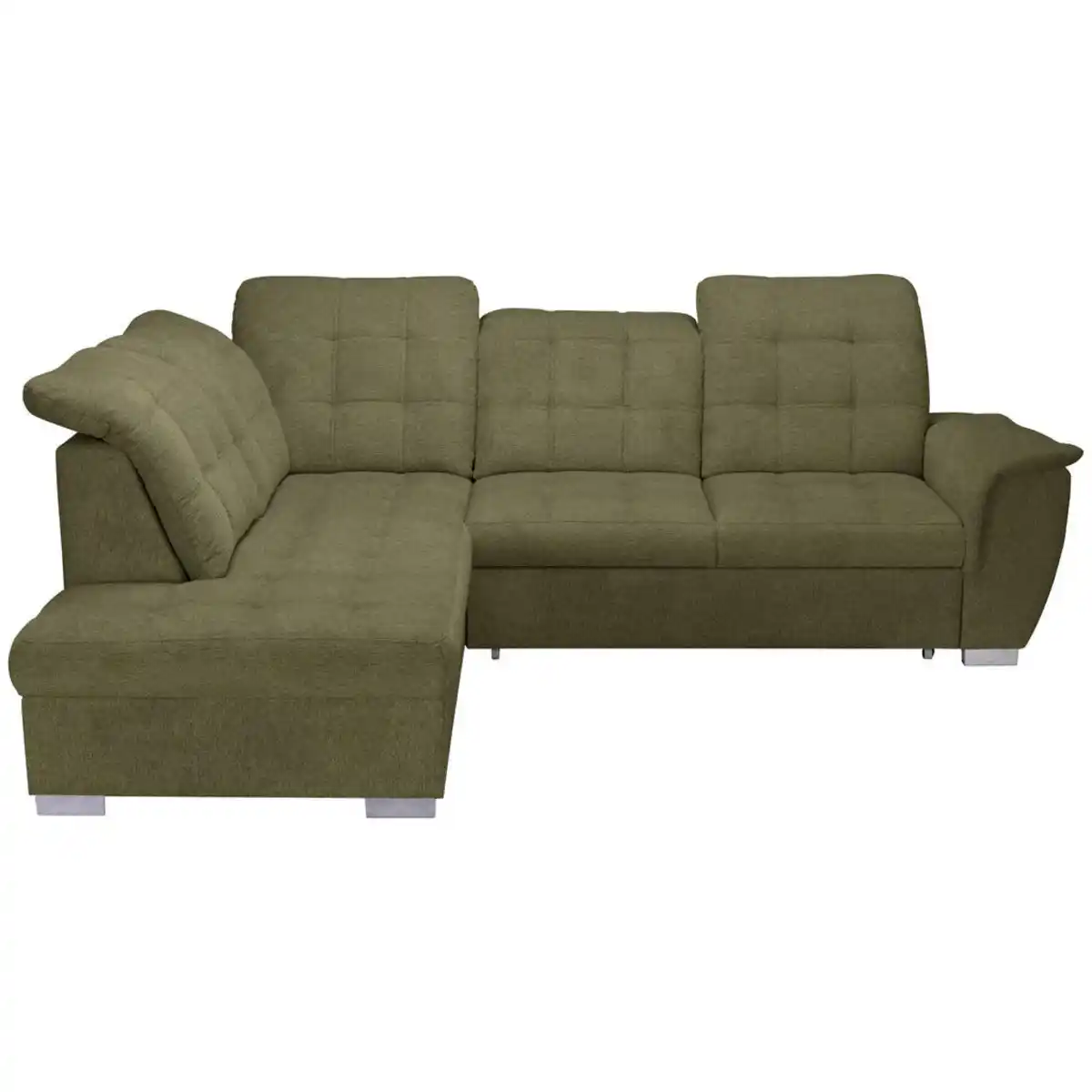 Bild 1 von Carryhome Ecksofa, Olivgrün, Textil, 3-4-Sitzer, Ottomane links, L-Form, 260x205 cm, Liegefunktion, seitenverkehrt erhältlich, Schlafen auf Sitzhöhe, Rücken echt, Wohnzimmer, Sofas & Couches, Woh