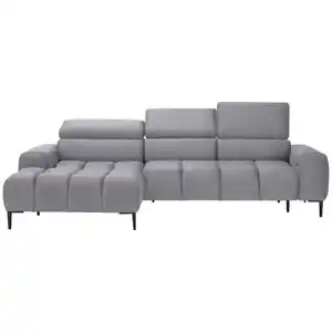 Welnova Ecksofa, Grau, Textil, Uni, 5-Sitzer, Ottomane links, L-Form, 270x177 cm, Made in EU, Typenauswahl, Stoffauswahl, seitenverkehrt erhältlich, Hocker erhältlich, Wohnzimmer, Sofas & Couches,