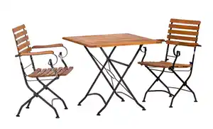 Gartengarnitur Lindau Akazie Echtolz/Metall 3-tlg., Anthrazit, Akaziefarben