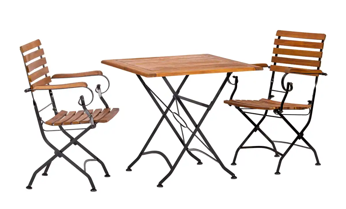 Bild 1 von Gartengarnitur Lindau Akazie Echtolz/Metall 3-tlg., Anthrazit, Akaziefarben