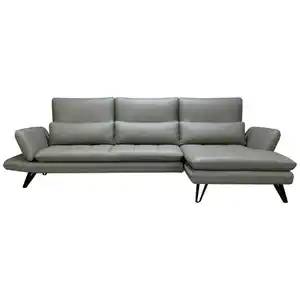 Celina Home Ecksofa, Grau, Taupe, Kunststoff, Leder, Echtleder, Spaltleder, Dickleder, 3-Sitzer, Füllung: Hohlfaser, Ottomane rechts, L-Form, 312x163-187 cm, Fsc, CE, Rücken echt, Armteil links, re