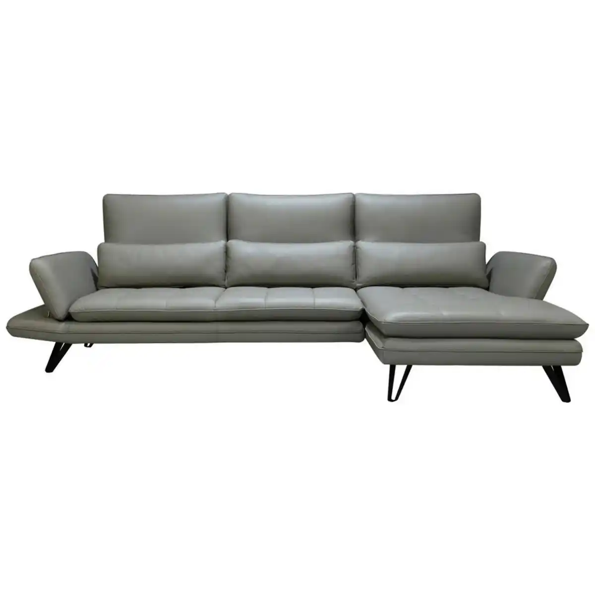 Bild 1 von Celina Home Ecksofa, Grau, Taupe, Kunststoff, Leder, Echtleder, Spaltleder, Dickleder, 3-Sitzer, Füllung: Hohlfaser, Ottomane rechts, L-Form, 312x163-187 cm, Fsc, CE, Rücken echt, Armteil links, re