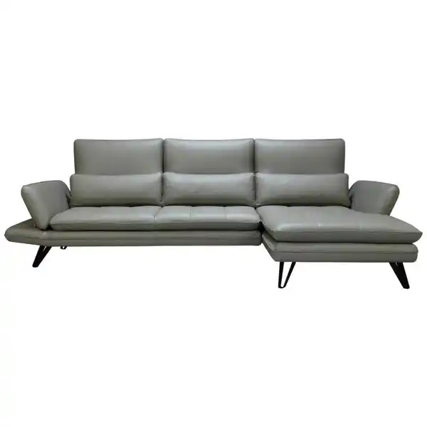 Bild 1 von Celina Home Ecksofa, Grau, Taupe, Kunststoff, Leder, Echtleder, Spaltleder, Dickleder, 3-Sitzer, Füllung: Hohlfaser, Ottomane rechts, L-Form, 312x163-187 cm, Fsc, CE, Rücken echt, Armteil links, re