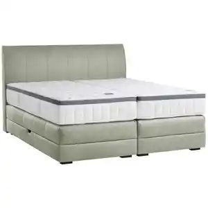 Novel Boxspringbett, Pastellgrün, Textil, Wenge, H3 + H4, 7-Zonen, Höhe ca. 27 cm, 180x200 cm, Bettkasten, gepolstertes Kopfteil, Federkernmatratze, Stoffauswahl, in verschiedenen Größen erhältl