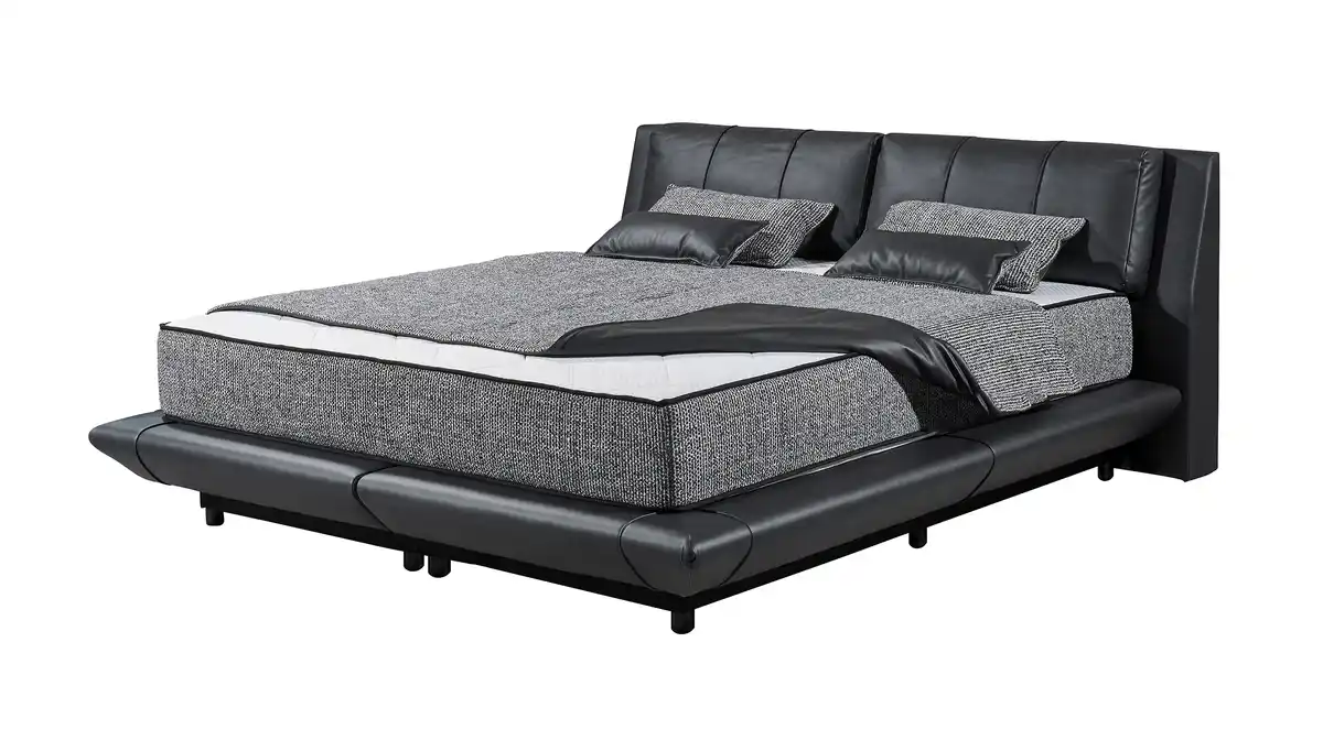 Bild 1 von Boxbett 180 x 200 cm schwarz Lederlook mit Bettkasten - MIDNIGHT