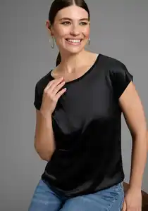Laura Scott Shirtbluse aus Satin und Jersey - NEUE KOLLEKTION, Schwarz