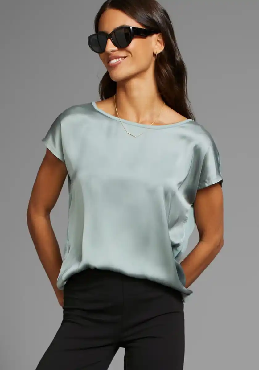 Bild 1 von Laura Scott Shirtbluse aus Satin und Jersey - NEUE KOLLEKTION, Grau|grün