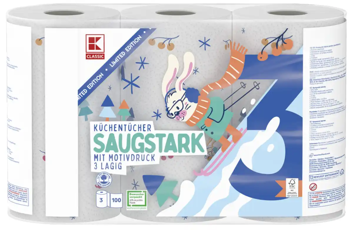 Bild 1 von K-CLASSIC Toilettenpapier Soft, Packg. = 3 x 100 Blatt