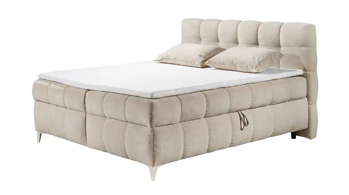 Bild 1 von Boxbett 180 x 200 cm beige Stoffbezug mit Bettkasten - KYLIE