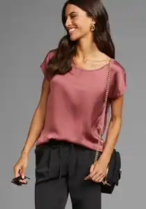 Laura Scott Shirtbluse aus Satin und Jersey - NEUE KOLLEKTION, Braun