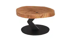 Couchtisch rund Baumscheibe Eiche massiv 75 x 75 cm - BILOXI