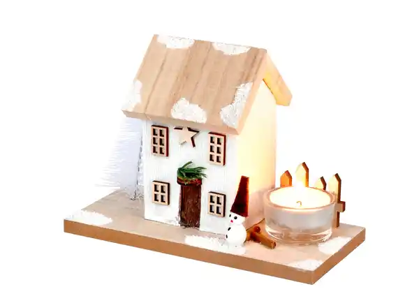 Bild 1 von Teelichthalter „Haus“ Holz