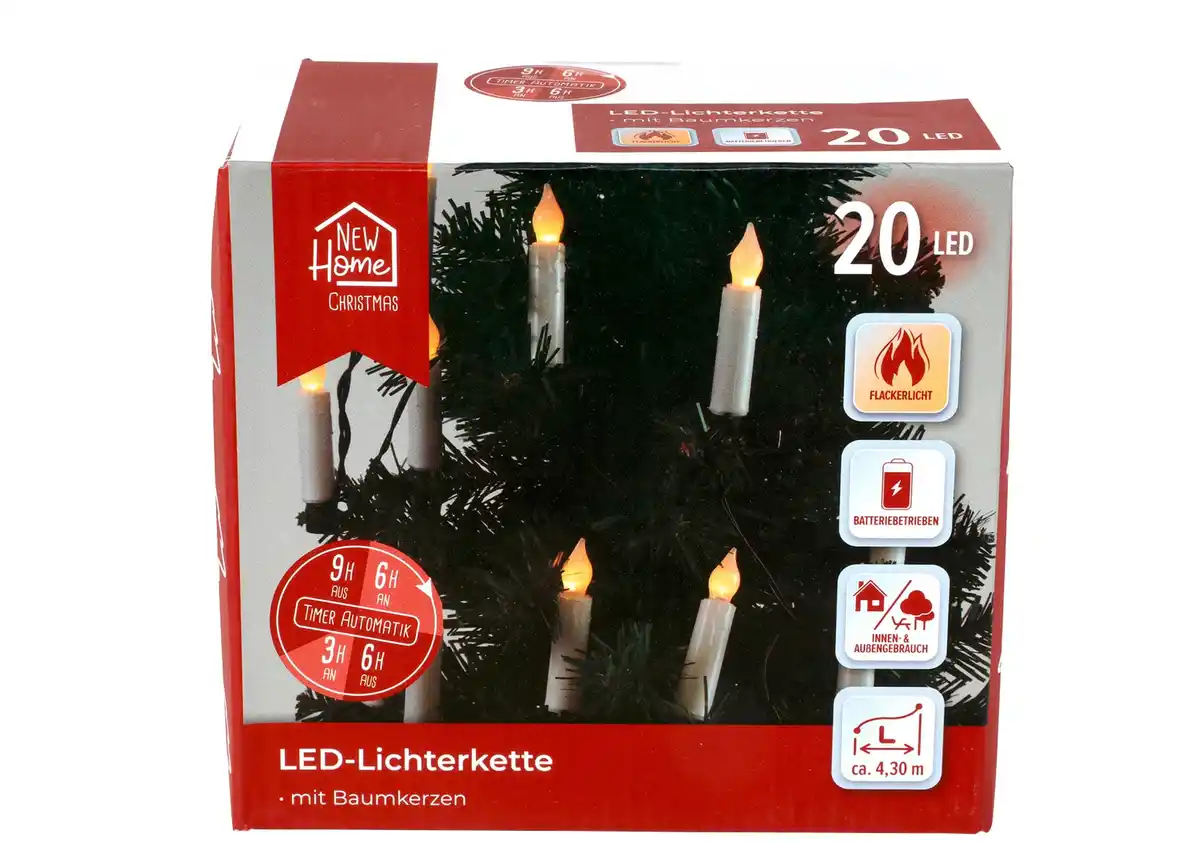 Bild 1 von Weihnachtsbaum-Lichterkette mit 20 LED-Kerzen