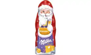 MILKA Weihnachtsmann Alpenmilchschokolade mit kleinen Knusperstückchen