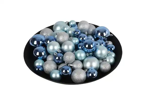 Bild 1 von Weihnachtsbaumkugeln 60er-Set Blau/Silber