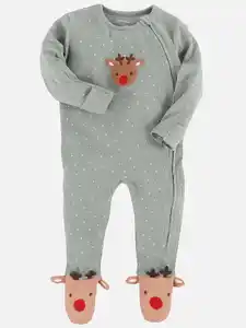 Baby Strampler mit Rentiermotiv Grün