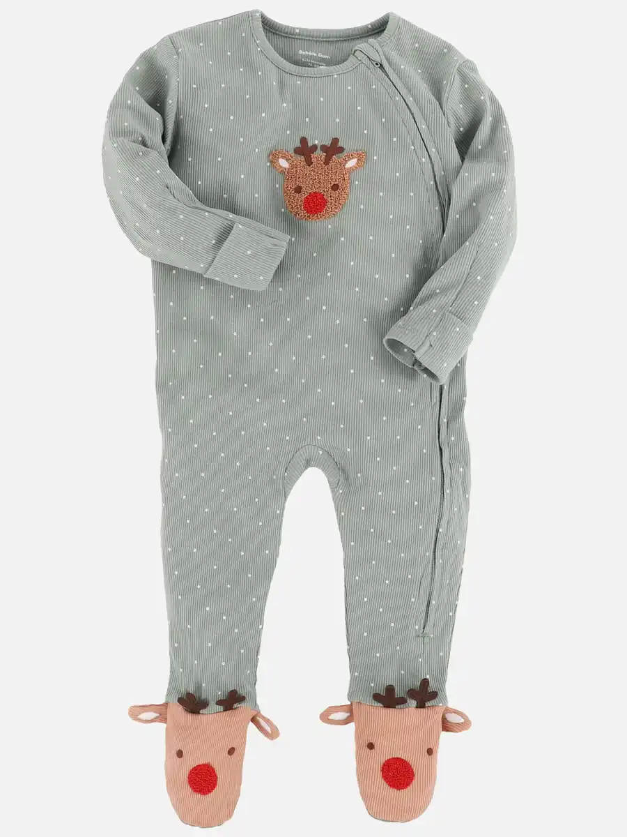 Bild 1 von Baby Strampler mit Rentiermotiv Grün