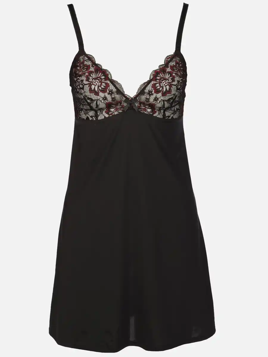 Bild 1 von Damen Nachthemd mit zweifarbiger Spitze Schwarz