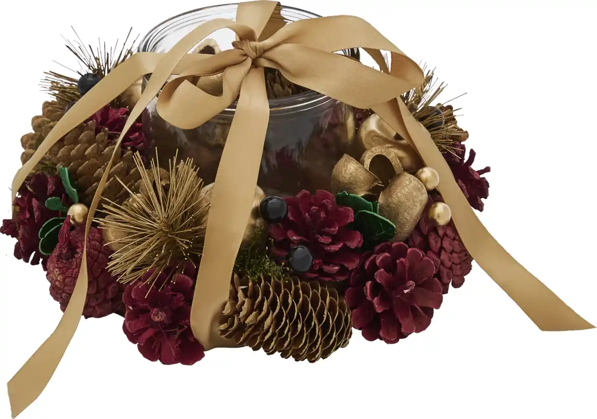Bild 1 von IDEENWELT Adventsgesteck bordeaux/gold