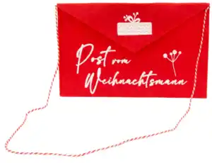 Umschlag Filz mit Band Frohe Weihnachten 26x18cm in Rot "Post vom Weihnachtsmann"