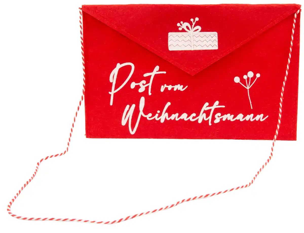 Bild 1 von Umschlag Filz mit Band Frohe Weihnachten 26x18cm in Rot "Post vom Weihnachtsmann"