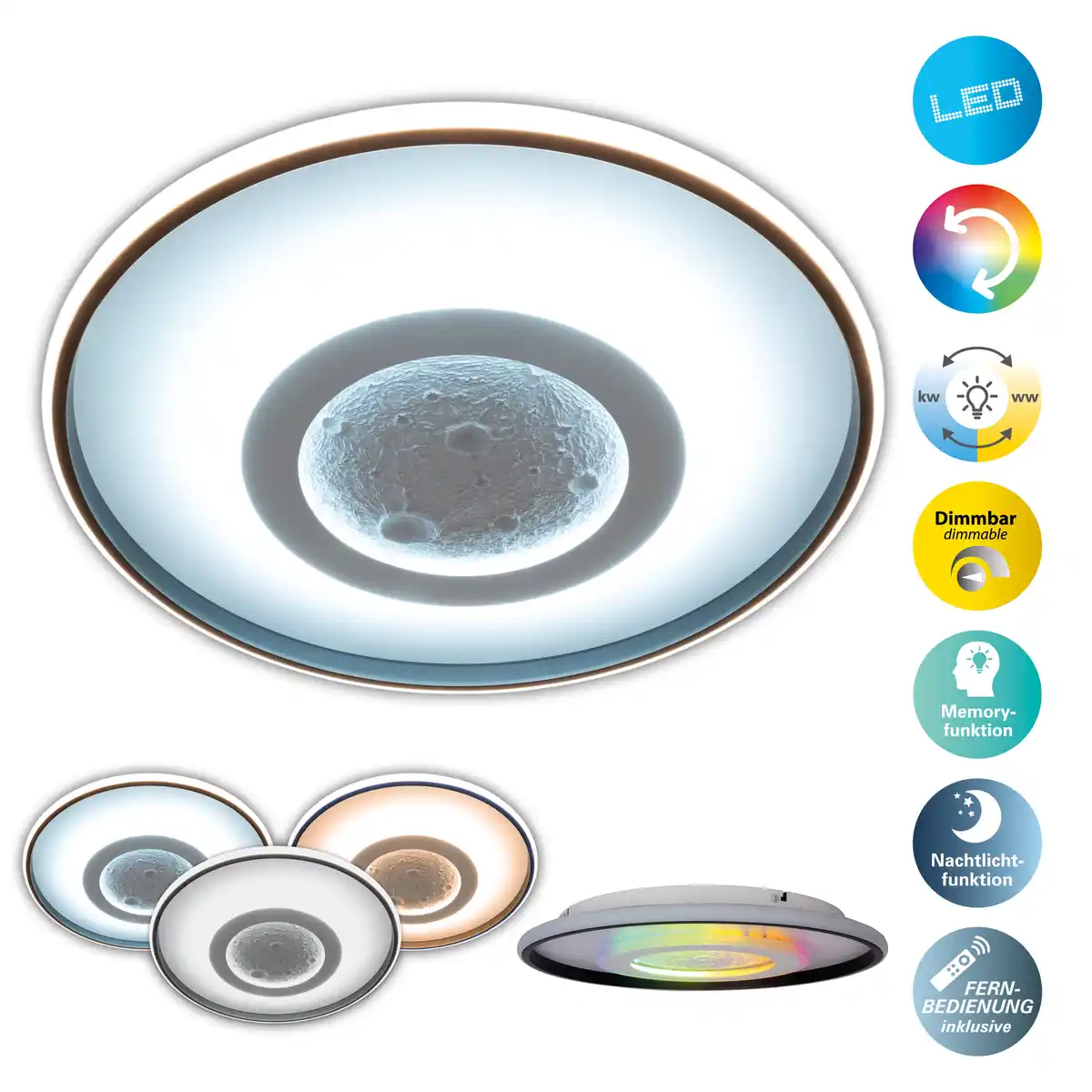 Bild 1 von Light & More LED Deckenleuchte Moon 50 W Metall RGB
