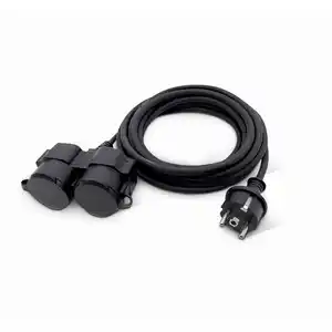 Verlängerungskabel schwarz 10 m IP 44 zwei Steckflächen