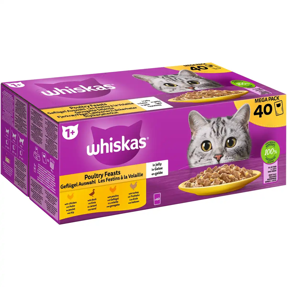 Bild 1 von WHISKAS Katzen-Nassfutter »Geflügel Auswahl«, 40 x 85 g, in Gelee