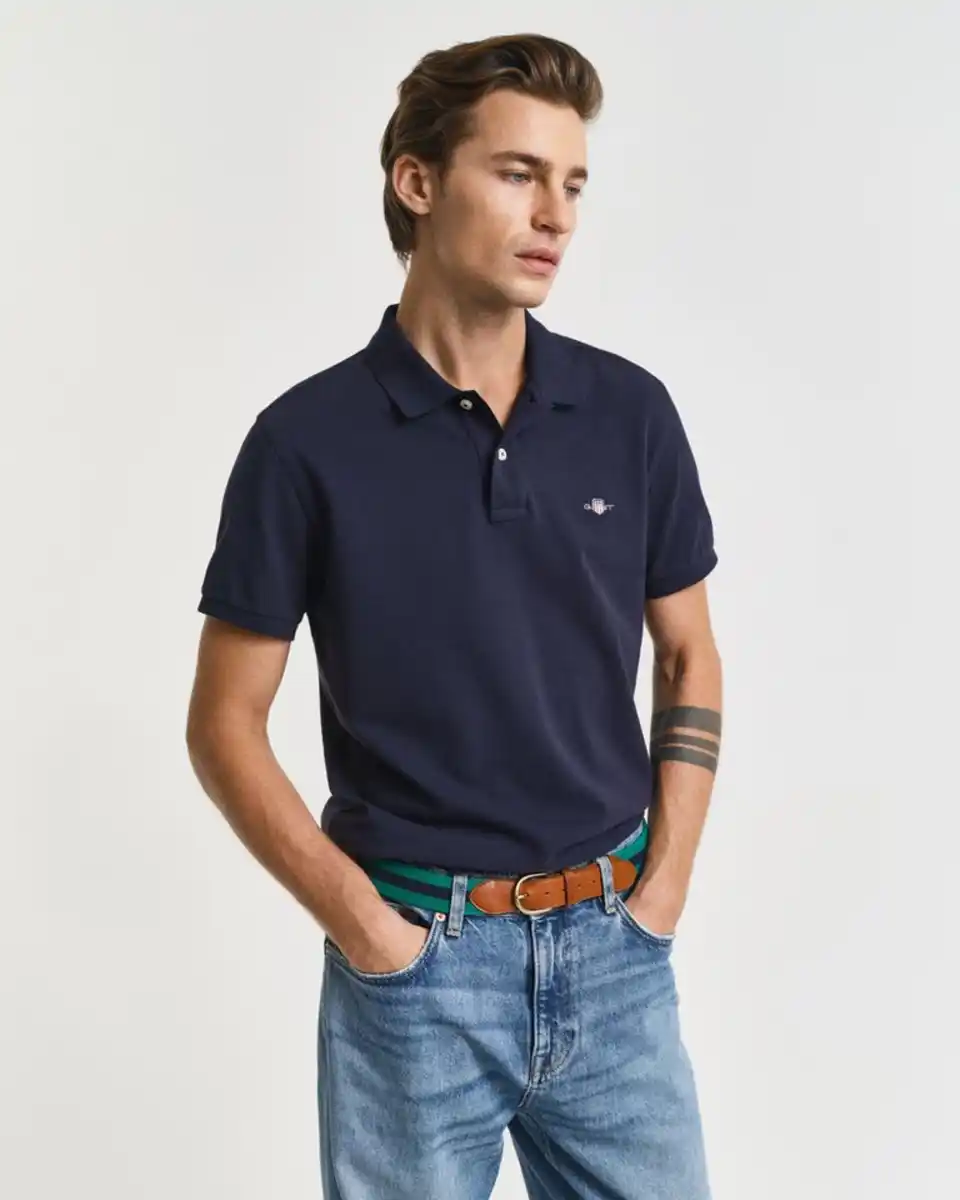 Bild 1 von Gant Poloshirt SLIM SHIELD SS PIQUE POLO mit Logostickerei auf der Brust, Blau