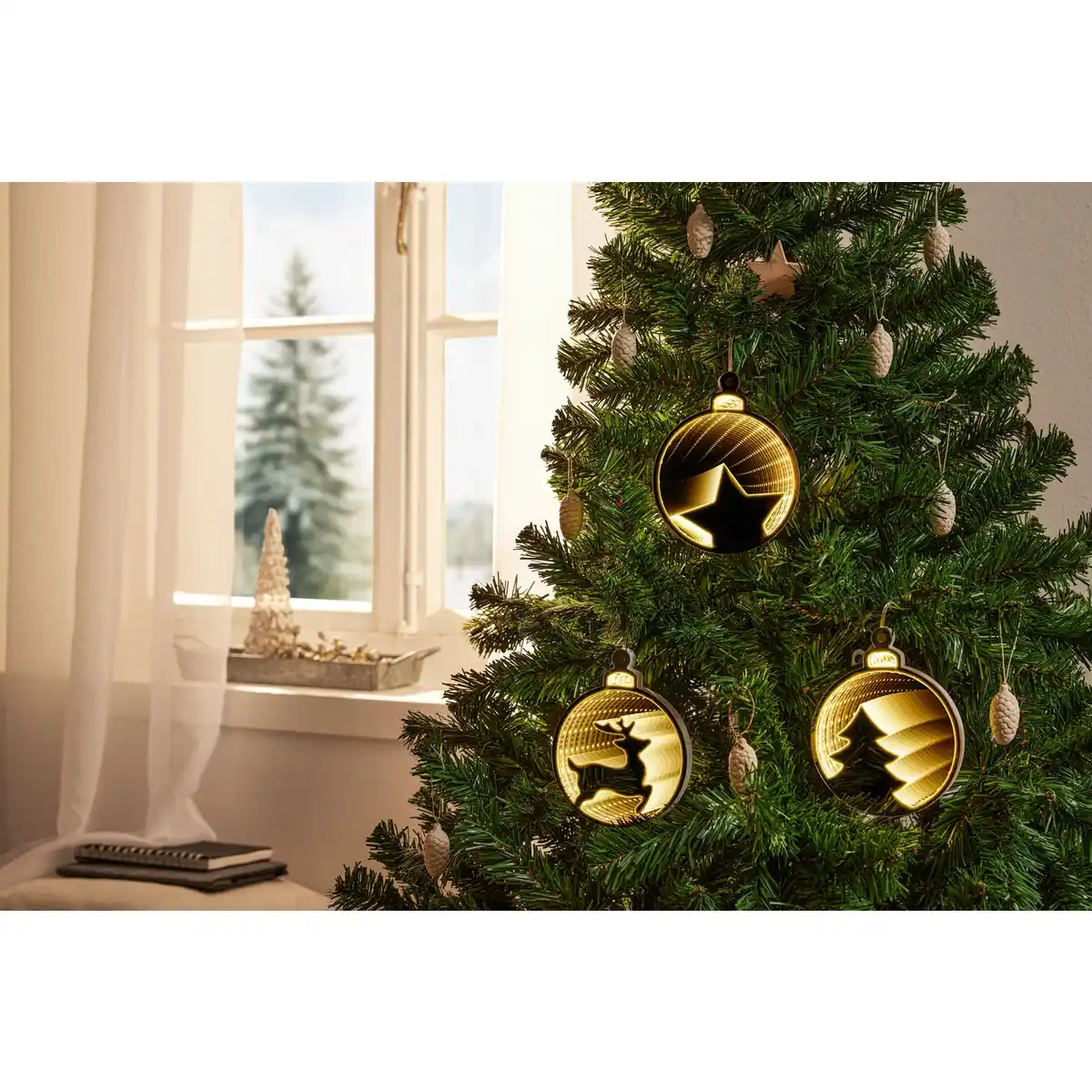 Bild 2 von Christbaumschmuck »Infinity«, 3-D Effekt, warmweiss, silber