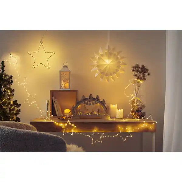 Bild 2 von LED-Dekoration »Papierstern«, warmweiß, batteriebetrieben