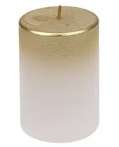 Steinhart Stumpenkerze Foggy Ø 6,8 x 10 cm weiß-gold