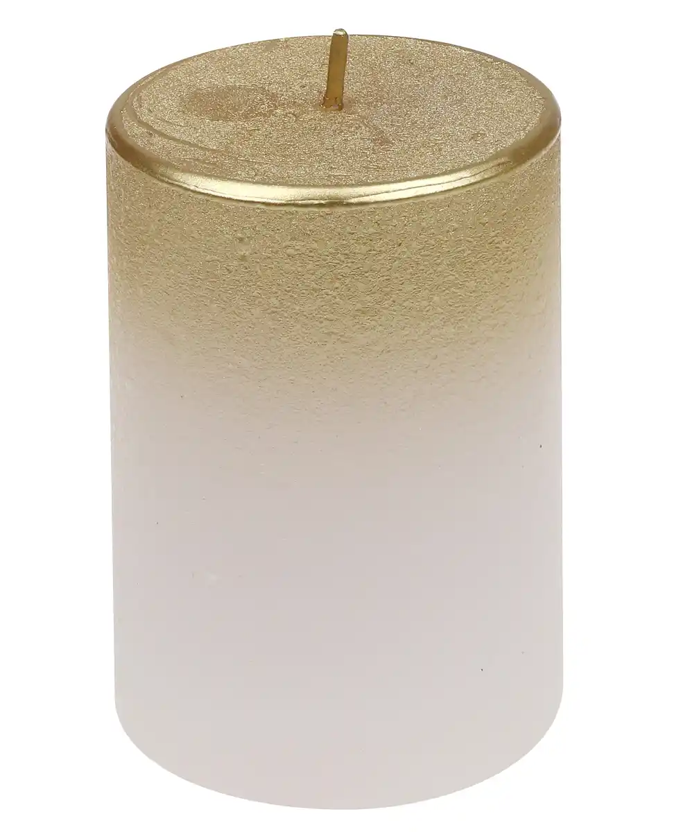 Bild 1 von Steinhart Stumpenkerze Foggy Ø 6,8 x 10 cm weiß-gold