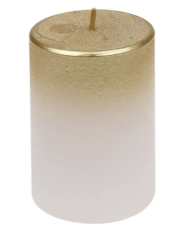 Bild 1 von Steinhart Stumpenkerze Foggy Ø 6,8 x 10 cm weiß-gold