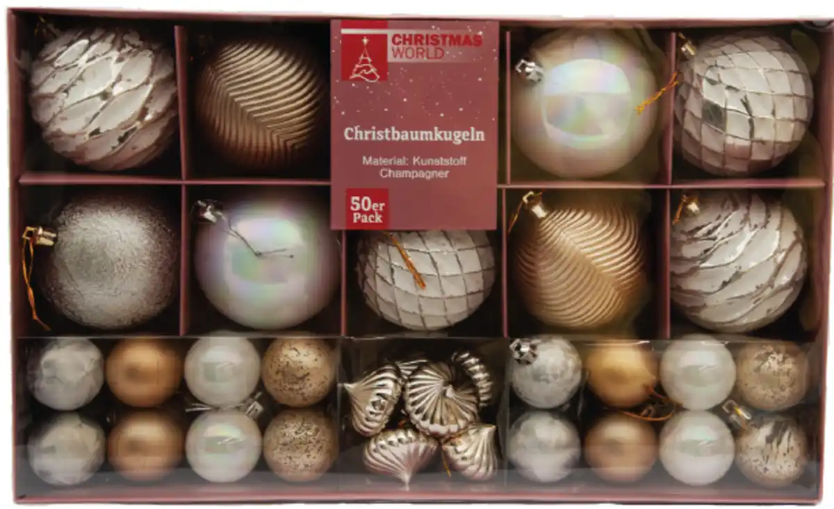 Bild 1 von Christbaumkugeln 50er Farbe: Champagner