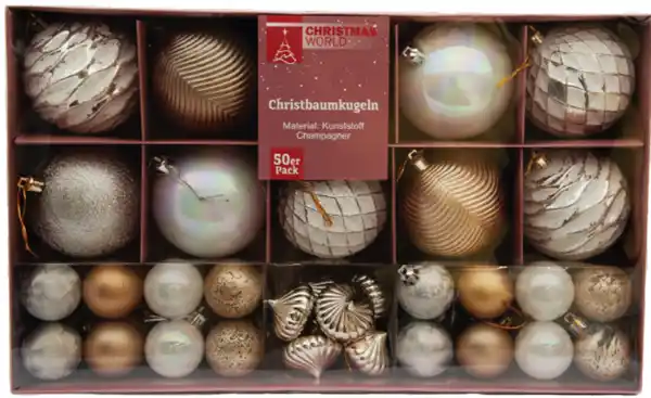 Bild 1 von Christbaumkugeln 50er Farbe: Champagner