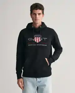 Gant Hoodie REG ARCHIVE SHIELD HOODIE mit modischer Logostickerei auf der Brust, Schwarz