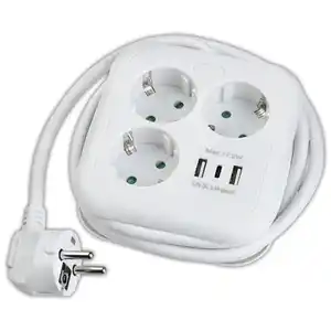 Powertec Electric Quadratische Steckdose 3-fach "Geometrische Form"