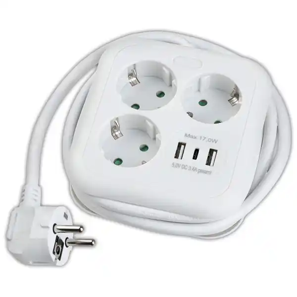 Bild 1 von Powertec Electric Quadratische Steckdose 3-fach "Geometrische Form"