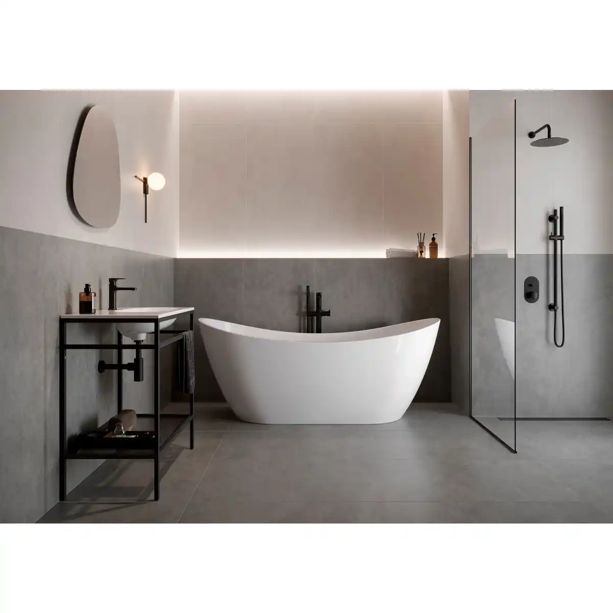 Bild 3 von Bodenfliese »STAMFORD«, Feinsteinzeug, grau, Beton-Optik, matt, rektifiziert