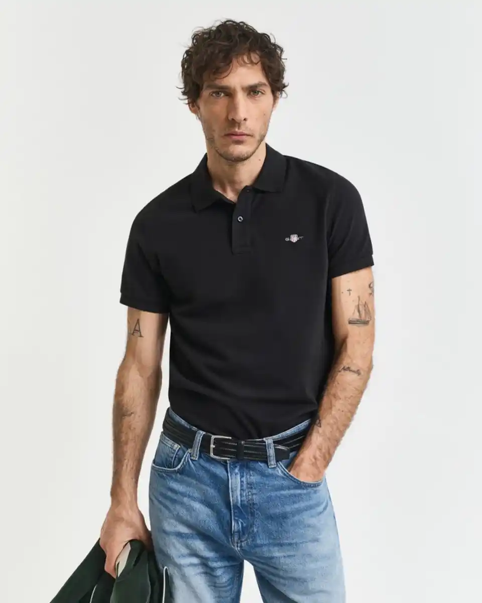 Bild 1 von Gant Poloshirt SLIM SHIELD SS PIQUE POLO mit Logostickerei auf der Brust, Schwarz