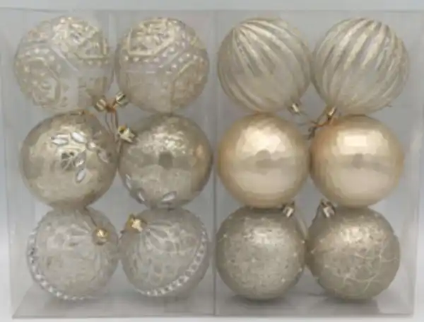 Bild 1 von Christbaumkugeln 6erPack 8cm champagner