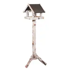 PATKAR Vogelfutterhaus, mit Birkenfuß und Kiefernholzdach, BxHxT: 39 x 134 x 39 cm, braun