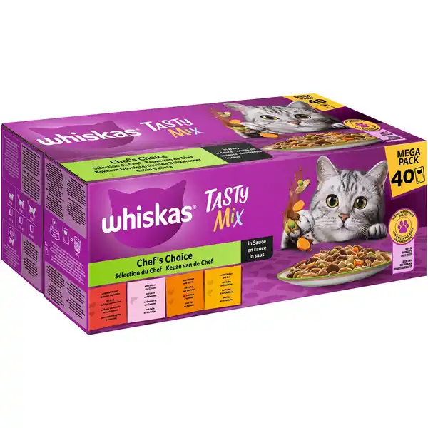 Bild 1 von WHISKAS Katzen-Nassfutter »Tasty Mix«, 40 x 85 g, Chefs Choice in Sauce