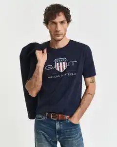 Gant T-Shirt REG ARCHIVE SHIELD SS T-SHIRT mit Logodruck auf der Brust, Blau